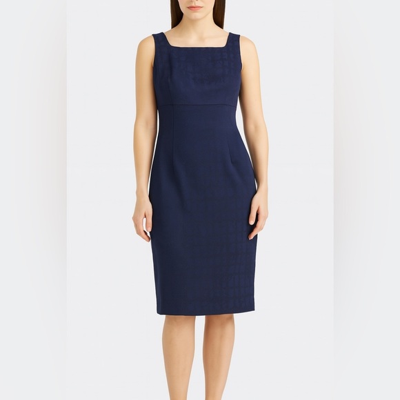 Le Suit Boat Neck Back Zipper Sleeveless Dress bright navy sleeveless sheath - Picture 1 of 6